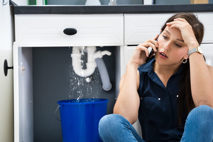 Sink Pipe Water Leak. Plumbing Damage At Home